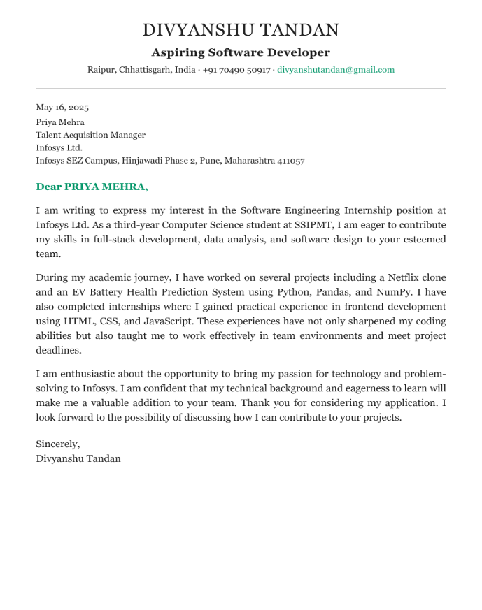 Dentist cover letter example